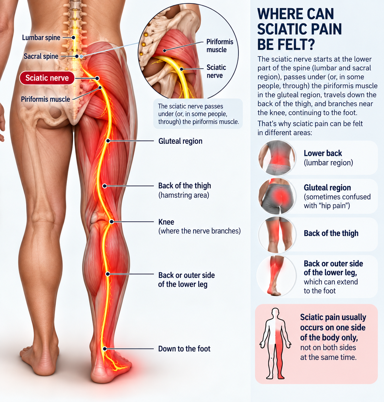 Where sciatic pain can be felt