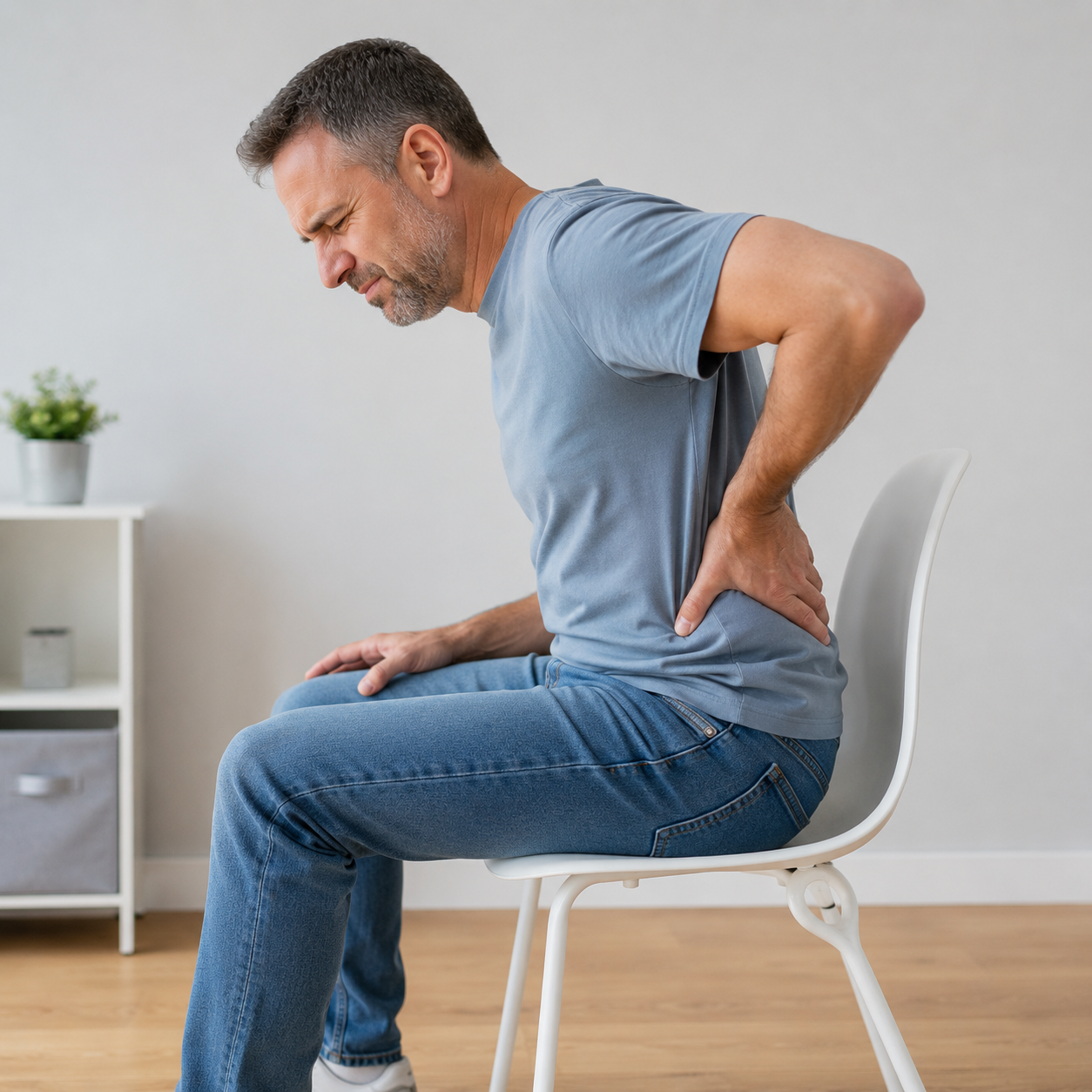 Man feeling discomfort in the lower back